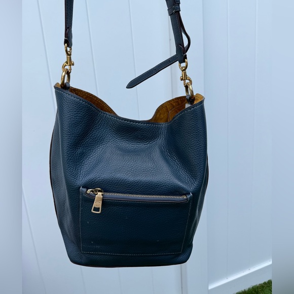 Handbags - Coach Pebbled Leather Duffle Shoulder Bag 50115 Twist Lock Blue Hobo Crossbody L